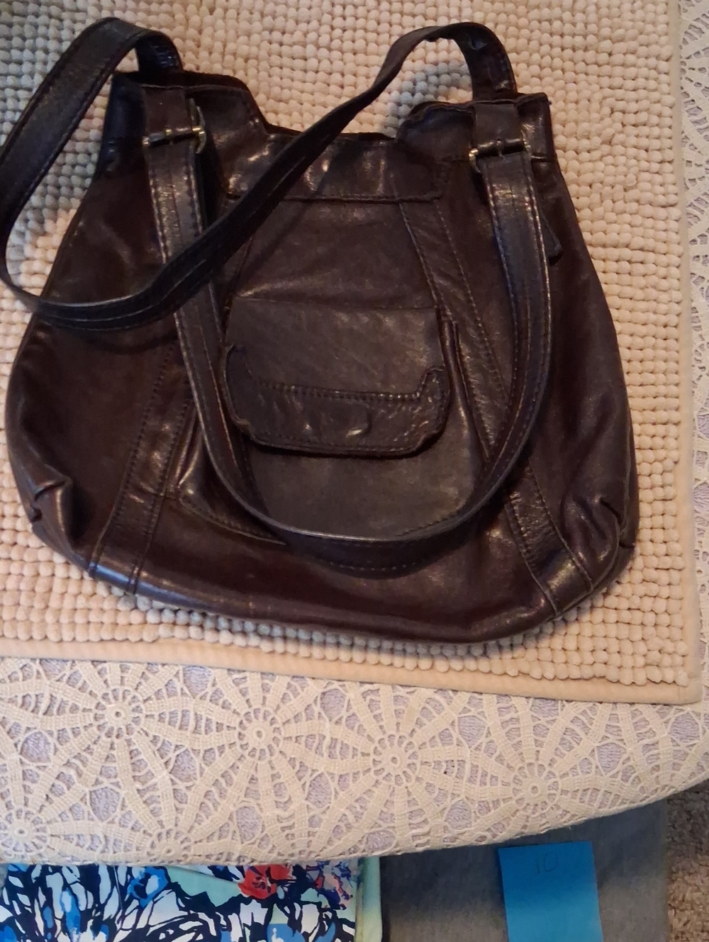 Classic Dark Brown Leather Shoulder Bag with Front Flap